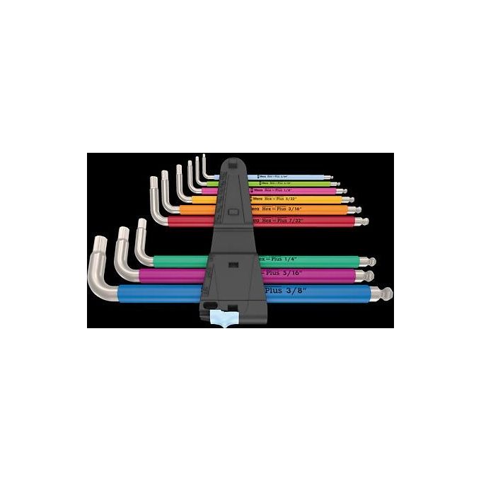 Wera 3950-9 Hex-Plus Multicolour Imperial Stainless Assortimento di Chiavi a L in Pollici Acciaio Inox 9 Pezzi