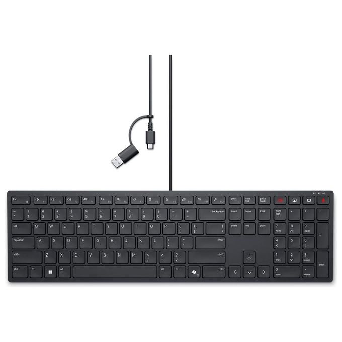 Dell KB525C Tastiera Cablata Full-size USB-C Layout Italiano QWERTY colore Nero