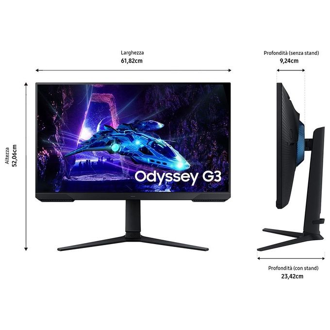Samsung LS27DG300EUXEN Odyssey G3 Monitor Gaming 27'' Full HD 1920x1080 180Hz 1ms VA AMD FreeSync colore Nero