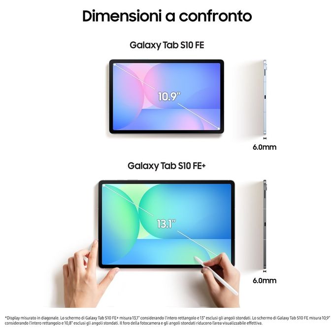 Samsung SM-X520NZAPEUE Galaxy Tab S10 FE Tablet Android 10.9'' 12GB RAM 256GB WiFi 6 S Pen IP68 Android 15 colore Grigio