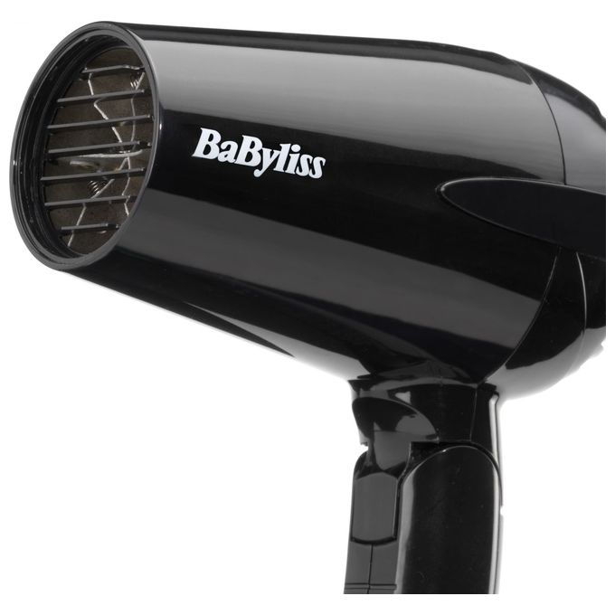 Babyliss 5344E Asciugacapelli da Viaggio 2000W Leggero e Compatto con Manico Pieghevole Doppio Voltaggio Nero