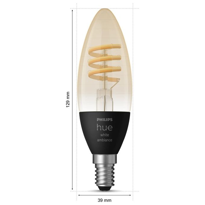 Philips Hue 929003145202 White Ambiance Lampadina LED E14 2200-4500 K 4,6 W dimmerabile colore Nero