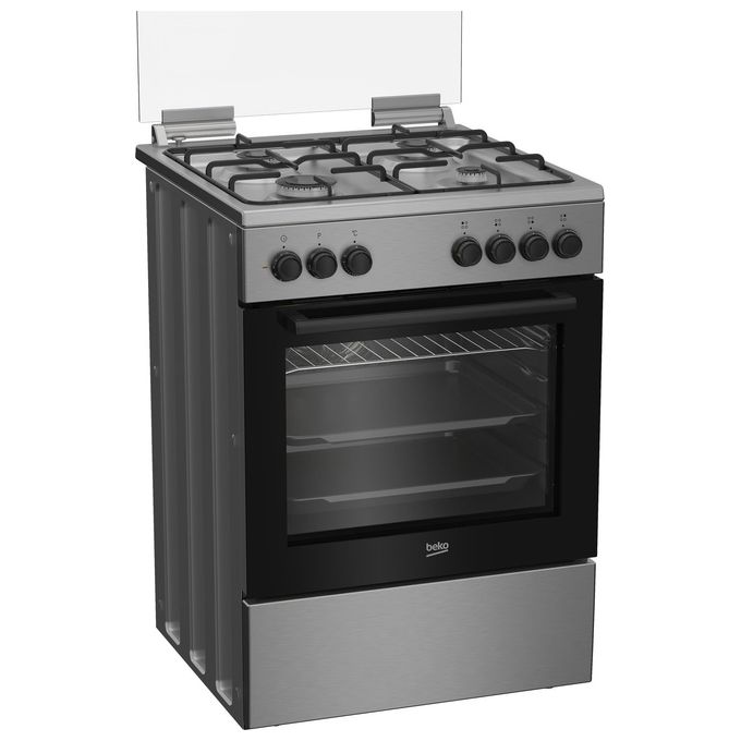 Beko FBE62120XD Cucina a Gas 4 Fuochi Forno Elettrico Ventilato 66 L Classe A Pulizia Vapore (60x60x85 cm) colore Inox
