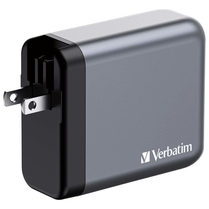 Verbatim 32203 GNC-140 Caricatore Universale Interno 140 W con 3 Porte USB-C GaN Tecnologia Ricarica Rapida PD 3.1 PPS Quick Charge 3.0 colore Nero Grigio