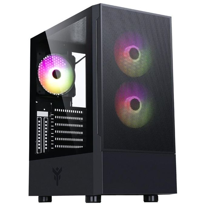 Itek ITGCASIB30 SIISBE 3.0 PC Case Gaming Midi Tower ATX 3x120mm Ventole ARGB USB3 Vetro Temperato con Cerniera colore Nero