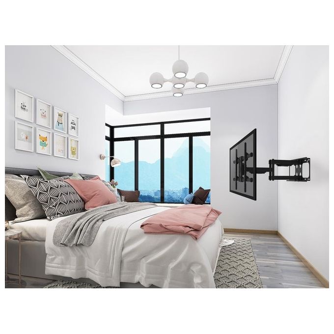 Equip 650324 Staffa di montaggio a parete per TV inclinabile e girevole da 37'' a 90'' VESA max 816x400 mm supporto fino a 75 Kg colore Nero