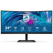 Philips 346E2CUAE E Line Monitor PC 34'' VA Curvo 3440x1440 UWQHD 100 Hz 4 ms USB-C 65W AMD FreeSync Premium colore Nero