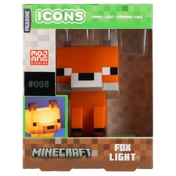 Paladone PP13275MCF Icons Minecraft Fox Lampada da Scrivania a batterie AAA 11 cm colore Multicolore