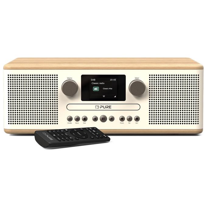 Pure CLASSIC C-D6 Micro Hi-Fi Radio DAB+ FM Lettore CD Bluetooth 5.3 30W colore Bianco Quercia