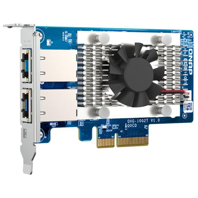 QNAP QXG-10G2T Scheda di Rete Dual-Port 10GbE PCI Express Gen3 x4 2 Porte RJ-45 Intel X710 Marvell AQtion AQC107 colore Verde
