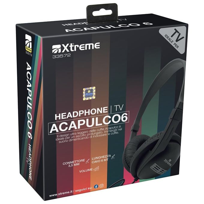 X-treme Cuffia Cavo 6mt Jack 3,5