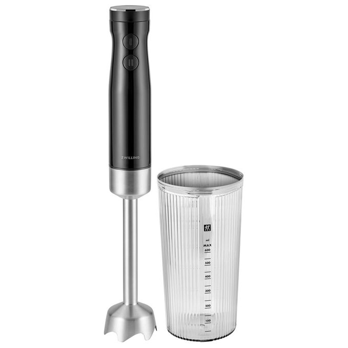 ZWILLING 1021605 Enfinigy Frullatore a immersione 800W 9 velocita' regolabili con funzione pulse Lama alettata Piranha Bicchiere 600 ml BPA-free colore Nero