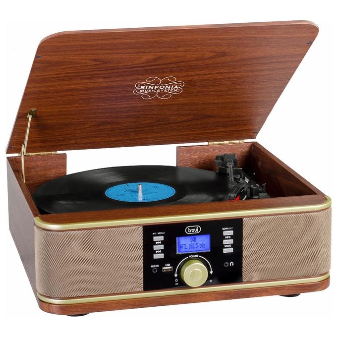 Trevi TT 1042 DAB Giradischi Stereo DAB+ FM Bluetooth USB AUX-IN MP3 33 45 78 rpm Mobile Legno colore Rosso bordeaux