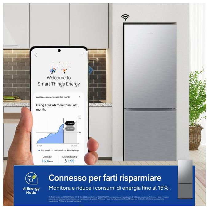 Samsung RB53DG706CS9 Frigorifero Combinato 538 L 203 cm Classe C 35 dB Total No Frost Twin Cooling Plus WiFi colore Metallico Acciaio Inossidabile
