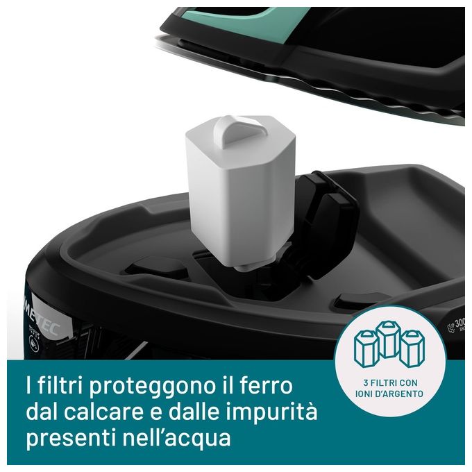 Imetec 9028 Onda P1 Ferro da Stiro Generatore di Vapore 2400W 6 bar Serbatoio 2,5L Piastra Onde Brevettata colore Nero Turchese