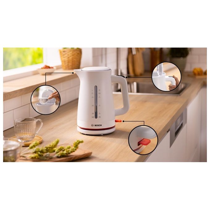 Bosch TWK3M121 MyMoment Bollitore Elettrico 1.7 L 2400 W Spegnimento Automatico Filtro Anticalcare colore Bianco