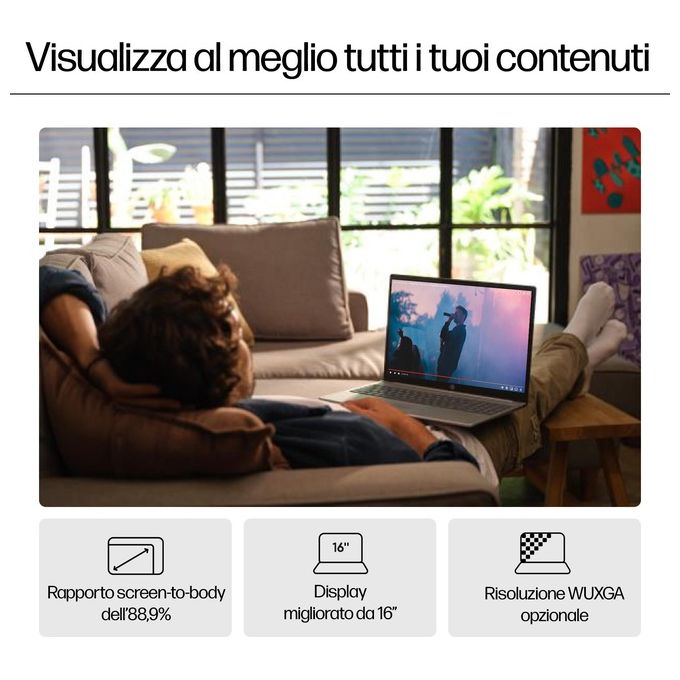 HP PAVILION 16-af0012nl Notebook Intel Core Ultra 5 125U 16 Pollici 16 GB RAM 512 GB SSD colore Argento