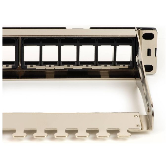 Link Pannello Patch Vuoto in Metallo con Frame Removibili con Barra Supporto Posteriore per Connettori Schermati con Presa a Terra