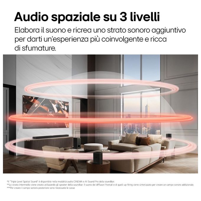 LG S70TY Soundbar 3.1.1 canali 400W Dolby Atmos DTS:X Speaker Centrale Up-Firing Subwoofer Wireless colore Nero