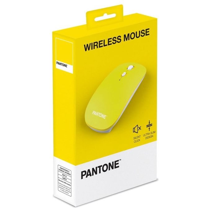 Pantone PT-KB09MY Mouse Wireless Ottico RF 2 Tasti per Casa colore Giallo
