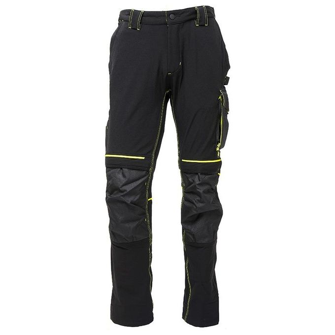 U-power WPE145BC ATOM Pantaloni da Lavoro Uomo Slim Fit Idrorepellente Traspirante con Protezione Ginocchia 90% Nylon 10% Spandex colore Nero