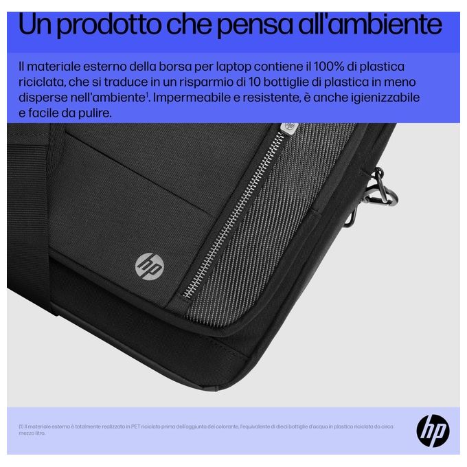 HP 6B8Y2AA Renew Executive Borsa a tracolla per laptop 40,9 cm (16.1'') resistente all'acqua in poliestere con materiale esterno 100% plastica riciclata colore Nero