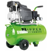 Zipper ZI-COM24E Compressore d'aria a 1 cilindro 24 litri 1100 W 230 V 2 manometri olio lubrificato colore Nero