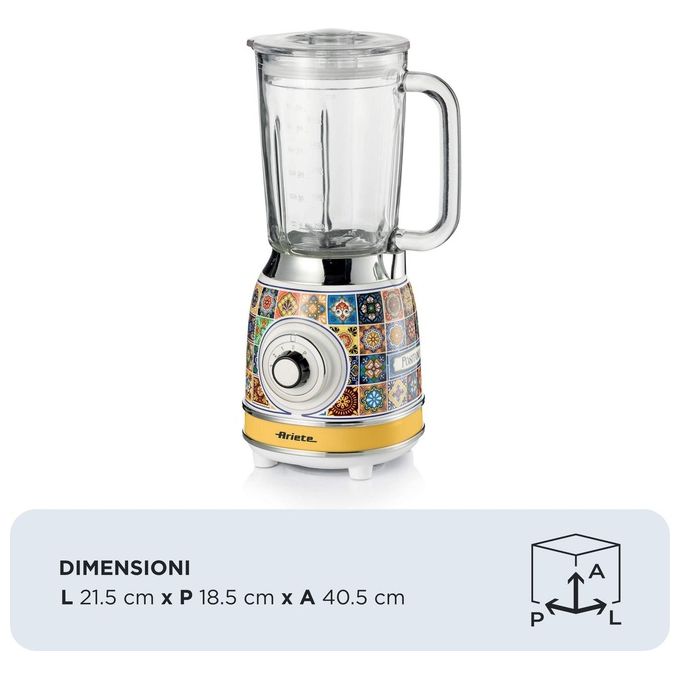 Ariete 583-0P Positano Frullatore Elettrico 1.5 L 1000 W 4 Velocita' Pulse Lame Acciaio Inox Tritaghiaccio colore Giallo