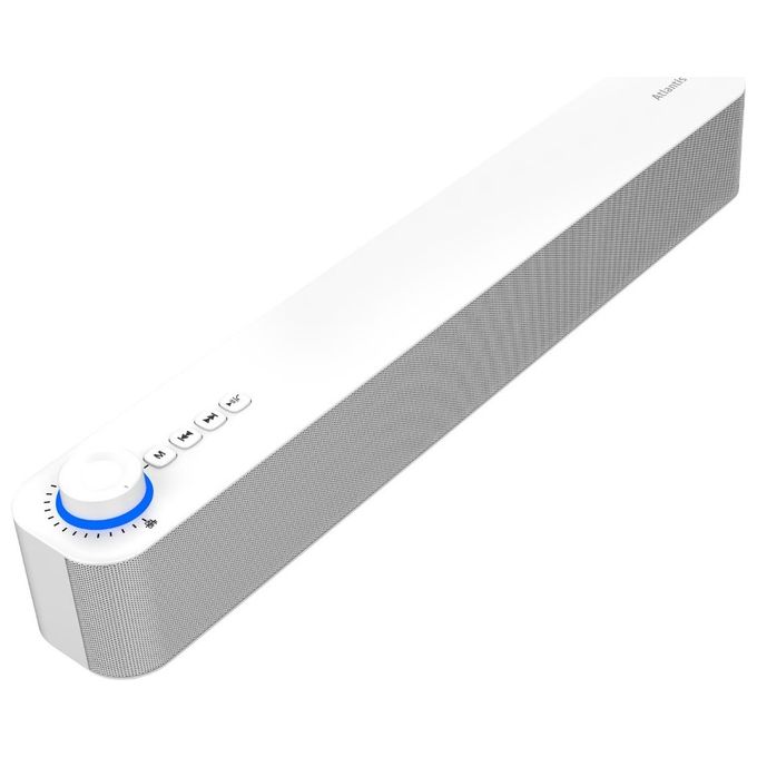 Atlantis Land P003-C0820-W Mini Soundbar Bluetooth 5.3 20W Jack 3.5mm Batteria 2400mAh Radio FM USB MicroSD colore Bianco