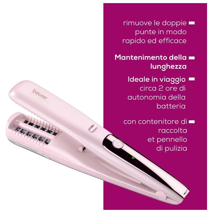 Beurer HT22 Rifinitore Doppie Punte Ricaricabile USB batteria al litio lame in titanio display LED colore Rosa