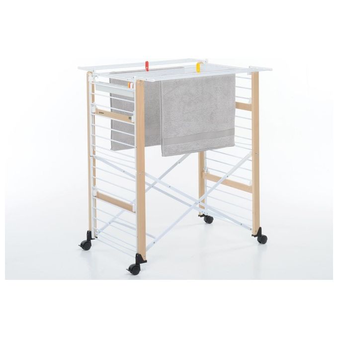 Foppapedretti GULLIVER EVO Stendibiancheria Pieghevole 27 m con Ruote Ripiegabile 14 cm colore Naturale
