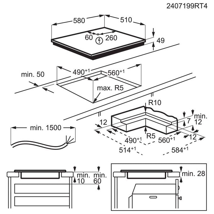 AEG 949 598 346 Serie 6000 Piano cottura a induzione 60 cm 4 zone DoubleBridge colore Nero