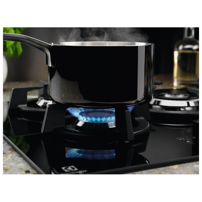 Electrolux EGG75372K Serie 600 Piano cottura gas 75 cm 5 fuochi Gas on Glass StepPower comandi frontali colore Nero