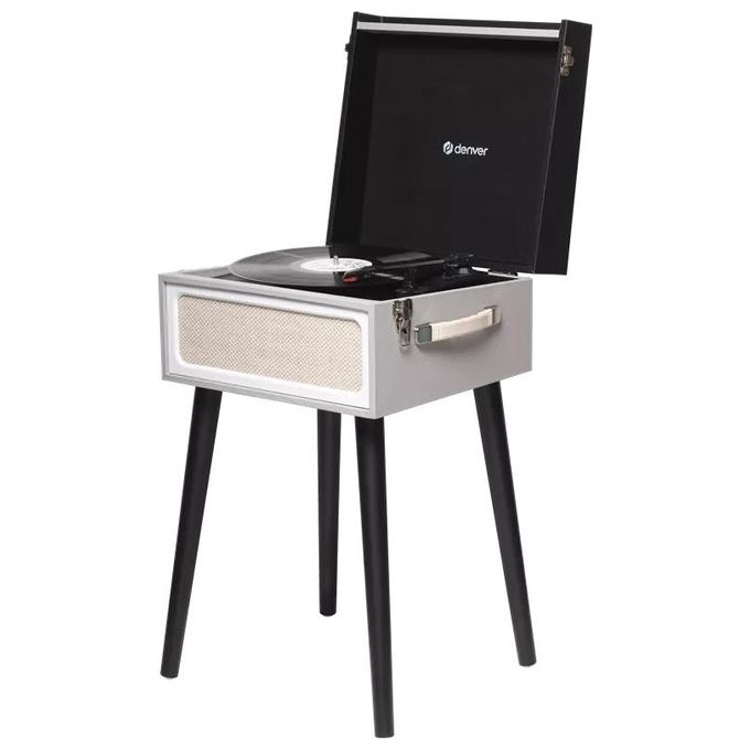 Denver VPR-250 Giradischi Retro con Radio FM Bluetooth USB 33 1-3 45 78 rpm Altoparlanti Integrati Legno colore Nero Grigio