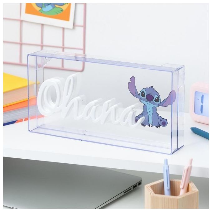 Paladone PP12800LSVN Lampada LED Neon Disney Stitch Ohana Alimentazione USB Luce Blu 30 cm colore Blu