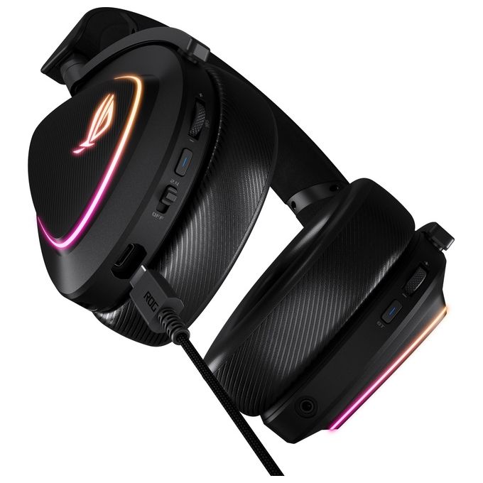 Asus DELTA II ROG Cuffie Gaming Wireless Tri-Mode 2.4 GHz Bluetooth USB-C Driver 50mm Microfono staccabile RGB 140h colore Nero