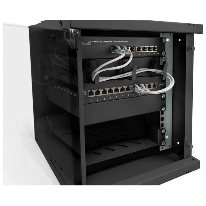 Digitus DN-49101 SOHO Pro Armadio Rack a Parete 10'' 6U 316x300 mm capacita' 30 Kg porta in vetro IP20 colore Nero