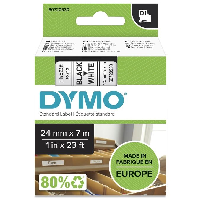 Dymo Nastro D1 24mmx7m Nero Bianco