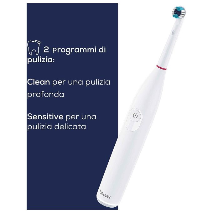 Beurer TB 30 Spazzolino elettrico oscillante-pulsante 2 modalita' timer 2 min autonomia 20 giorni colore Bianco