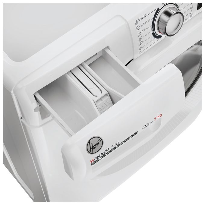 Hoover H-WASH 350 H3WP4474TAM6-1-S Lavatrice slim a carica frontale 7kg classe A 1400 giri 9 cicli Care controllo remoto Bianco 60x45x85