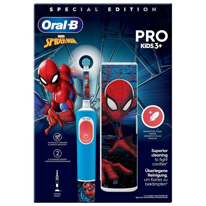 Braun Oral-B Vitality Pro Kids Spiderman Bambino Spazzolino Rotante-Oscillante Blu-Rosso