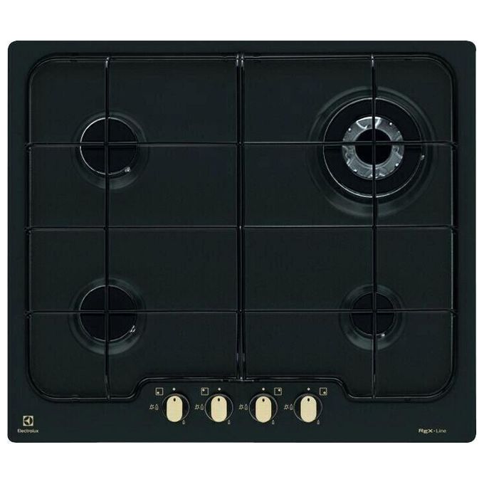 Electrolux PN640RUV Rustico Soft Piano cottura a gas 60 cm 4 fuochi bruciatore tripla corona Wok 4000 W Sicurgas colore Nero Ghisa