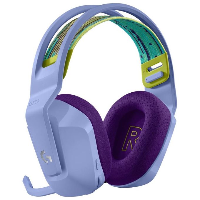 Logitech G 981-000890 G733 Cuffie Wireless Gaming con Microfono Rimovibile LIGHTSPEED 2.4 GHz fino a 20 m RGB LIGHTSYNC Durata Batteria 29 Ore colore Lilla