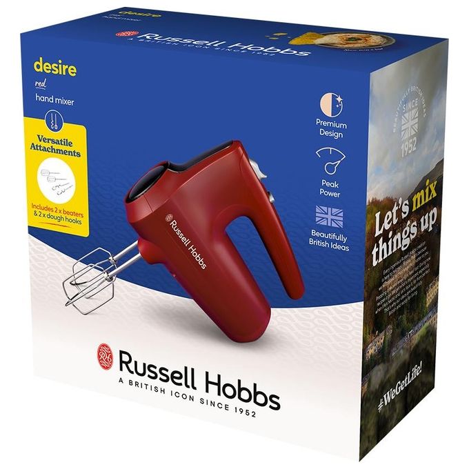 Russell Hobbs 27150-56 Desire Red Sbattitore Manuale 185 W 5 velocita' funzione Pulse fruste e ganci inclusi colore Rosso