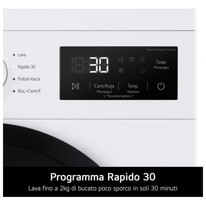 Lg F4NA10S8NWK Lavatrice Slim 8 Kg Classe A Profondita' 47 cm Centrifuga 1400 giri Inverter Vapore colore Bianco
