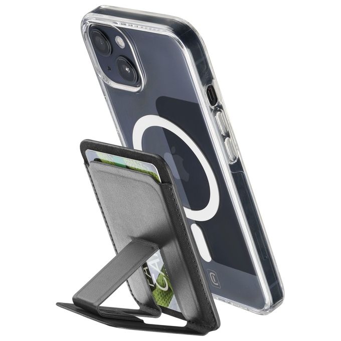 Cellularline POCKETSTANDMAGK Pocket Stand Mag Portacarte Magnetico con Funzione Stand Compatibile MagSafe colore Nero