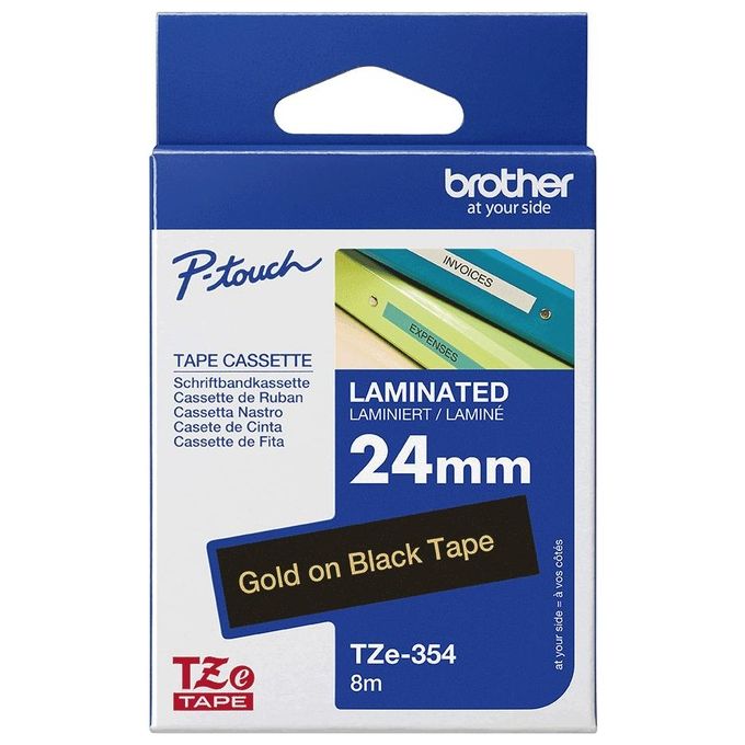 Brother TZE-R354 Nastro per Stampante Oro su Nero 24mm