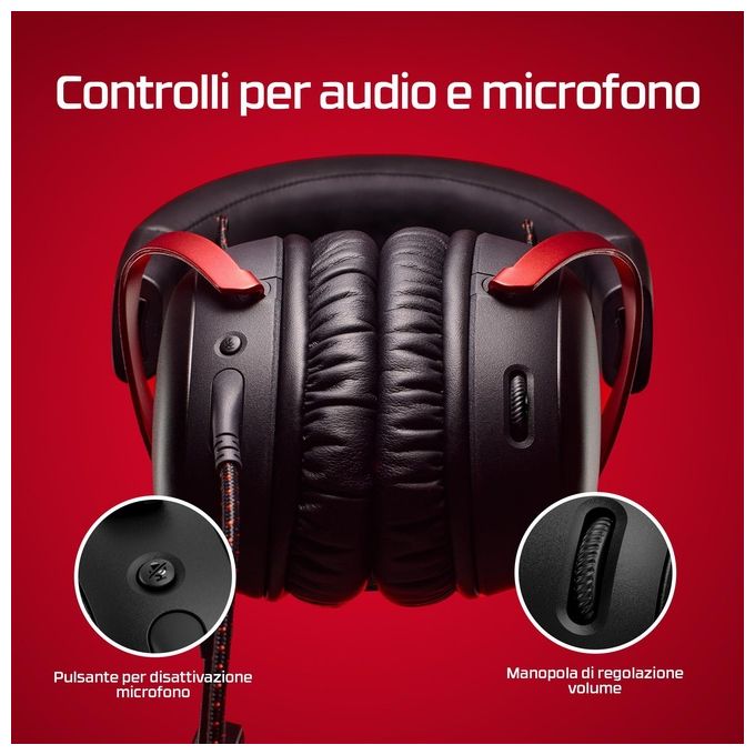 HyperX 727A9AA Cloud III Cuffie da Gaming USB-C Driver 53mm Microfono Rimovibile DTS Spatial Audio colore Nero Rosso