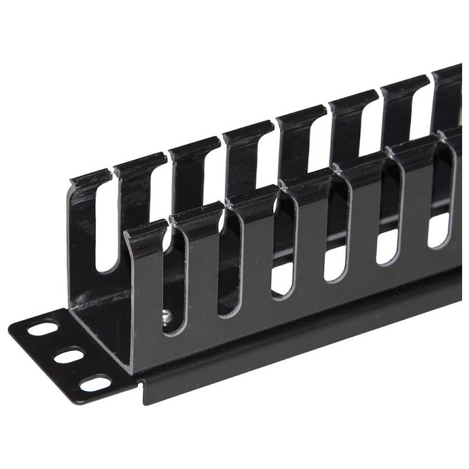 Link pannello passacavi 1 unita a gabbia per rack con coperchio scorrevole 25 slot colore nero