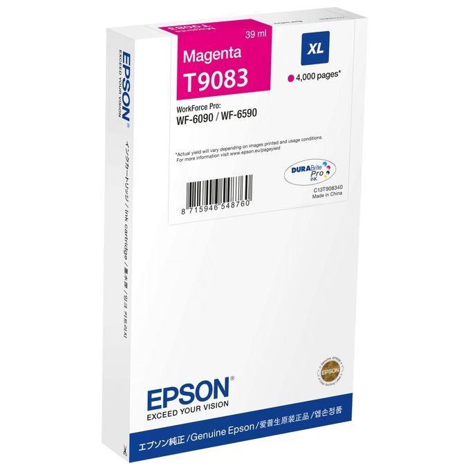 Epson C13T90834N T9083 Cartuccia inchiostro originale XL 39 ml ~4000 pagine colore Magenta